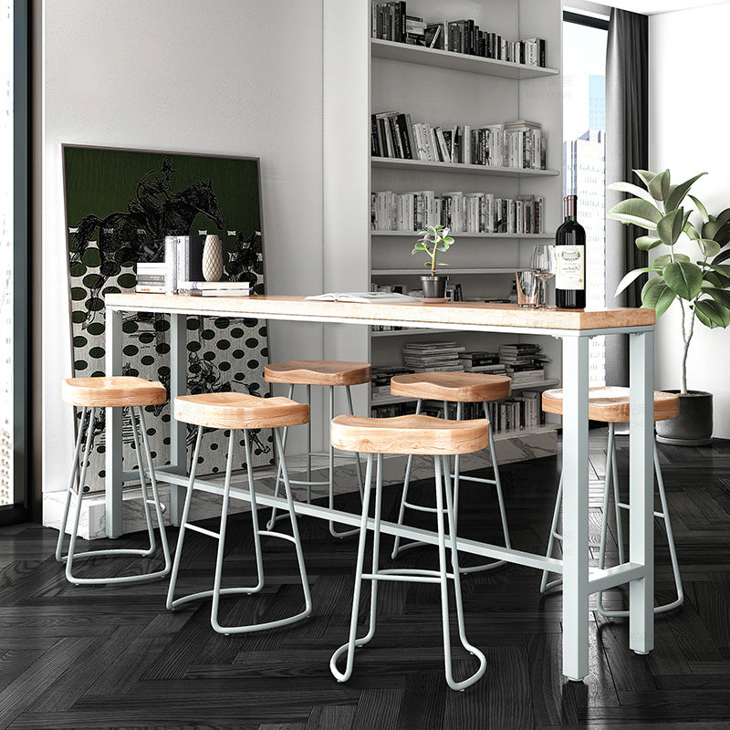 Modern Bar-height Table Solid Wood Top Bar Table for Living Room 70.9"L x 15.7"W x 41.3"H Without Chairs Clearhalo 'Bar Furniture' 'Bar Tables' 'bar_tables' 'furn' 'furn_bar_tables' 'Furniture' 'Kitchen & Dining Furniture' 6384571