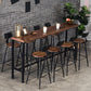 Mesa rectangular con altura de barra, mesa de pub tipo bistró con tapa de madera y base negra
