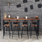 Mesa rectangular con altura de barra, mesa de pub tipo bistró con tapa de madera y base negra