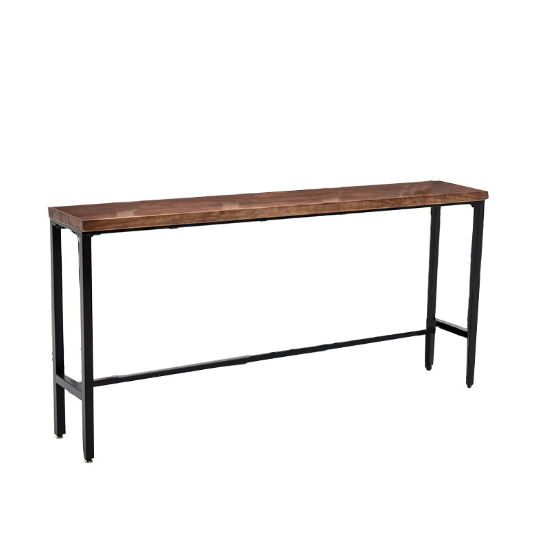Mesa rectangular con altura de barra, mesa de pub tipo bistró con tapa de madera y base negra