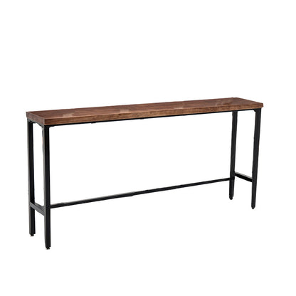 Mesa rectangular con altura de barra, mesa de pub tipo bistró con tapa de madera y base negra