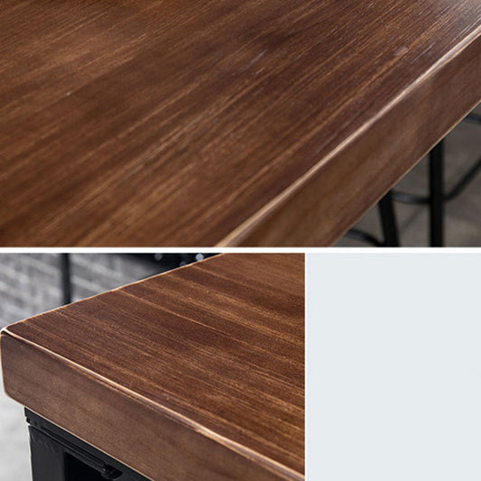 Tavolo da bar a barre rettangolare in legno tavolo da pub di bistrot con base nera