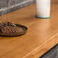 Mesa rectangular con altura de barra, mesa de pub tipo bistró con tapa de madera y base negra