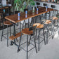 Rectangular Bar-height Table Wood Top Bistro Pub Table with Black Legs