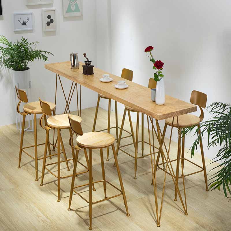 Mesa moderna con altura de barra, mesa de pub tipo bistró con tapa de madera maciza y cuatro patas