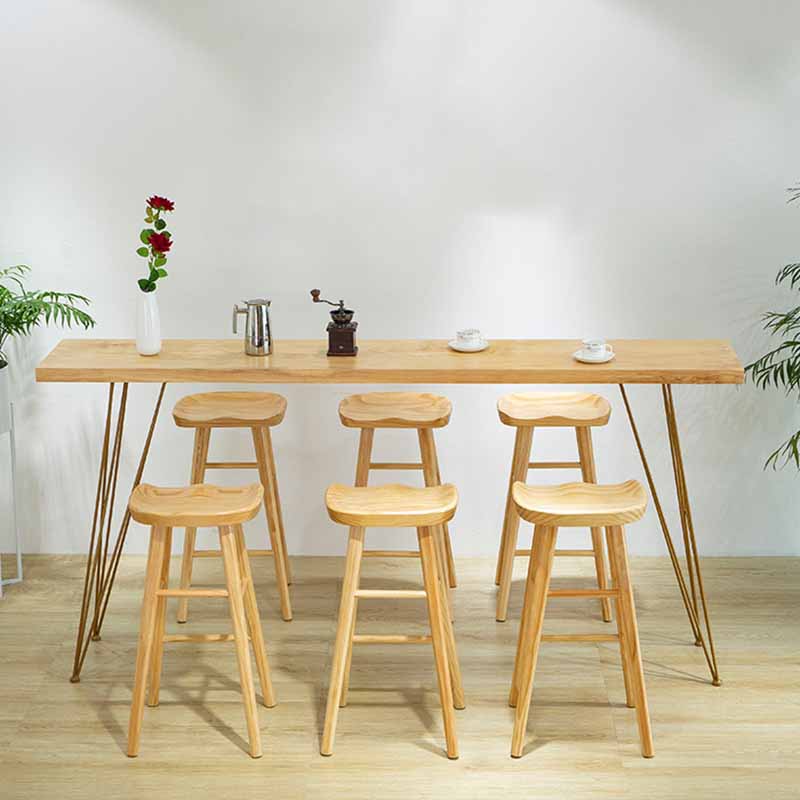 Mesa moderna con altura de barra, mesa de pub tipo bistró con tapa de madera maciza y cuatro patas