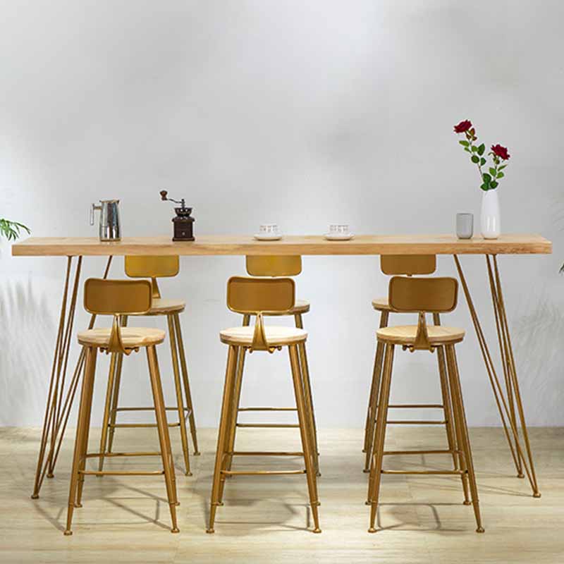 Mesa moderna con altura de barra, mesa de pub tipo bistró con tapa de madera maciza y cuatro patas