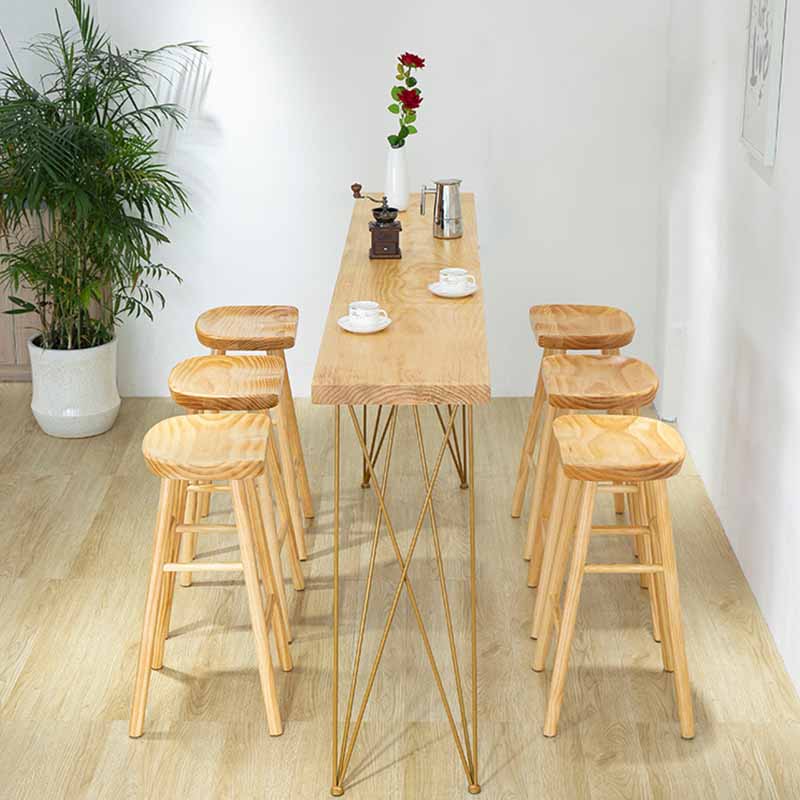 Mesa moderna con altura de barra, mesa de pub tipo bistró con tapa de madera maciza y cuatro patas