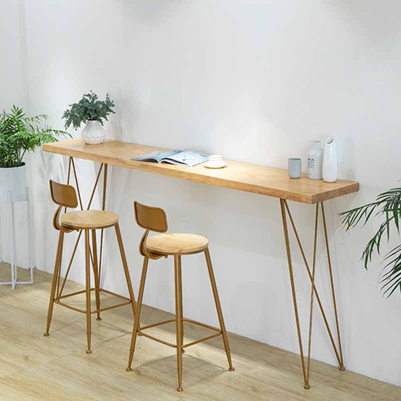 Mesa moderna con altura de barra, mesa de pub tipo bistró con tapa de madera maciza y cuatro patas