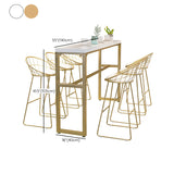 Modern Bar-height Table Solid Wood Top Bistro Pub Table with Gold Base