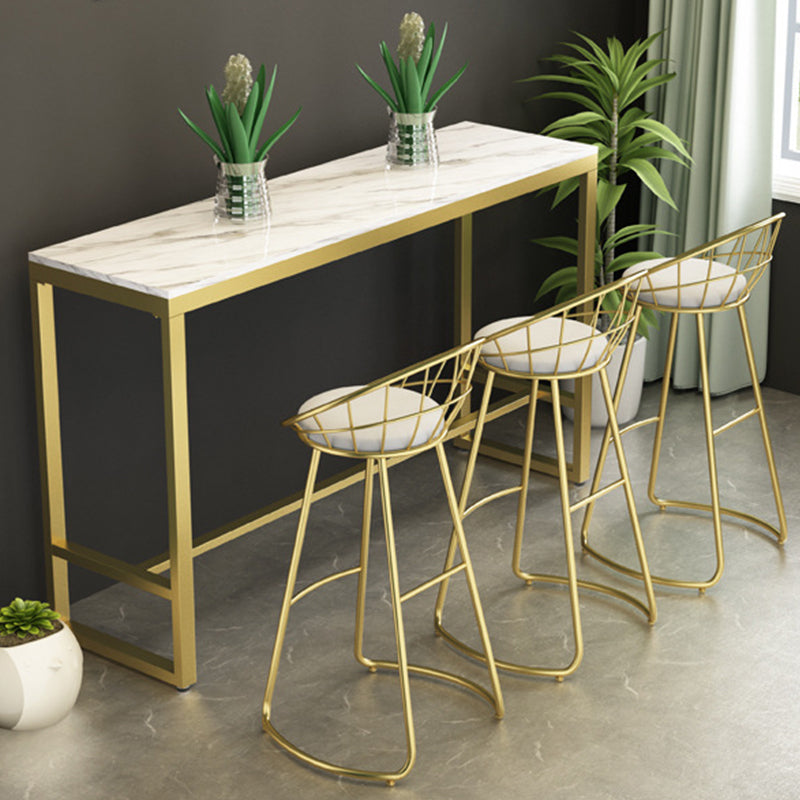 Mesa de bar rectangular estilo Glam, mesa de comedor de barra fija con reposapiés