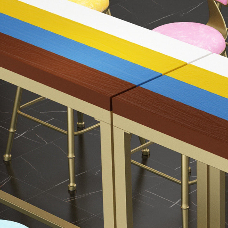 Mesa de bar rectangular estilo Glam, mesa de comedor de barra fija con reposapiés
