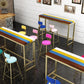 Mesa de bar rectangular estilo Glam, mesa de comedor de barra fija con reposapiés