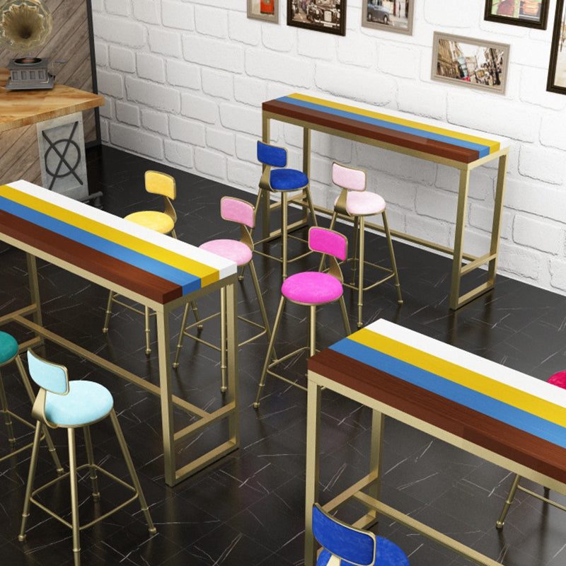 Mesa de bar rectangular estilo Glam, mesa de comedor de barra fija con reposapiés