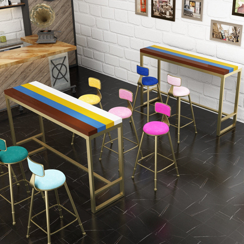 Mesa de bar rectangular estilo Glam, mesa de comedor de barra fija con reposapiés