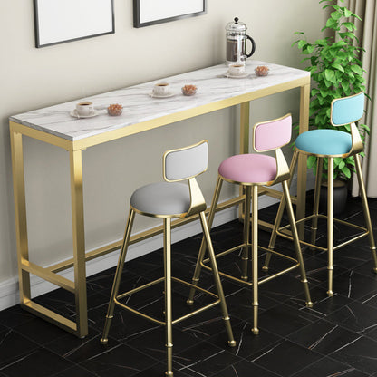 Mesa de bar rectangular estilo Glam, mesa de comedor de barra fija con reposapiés