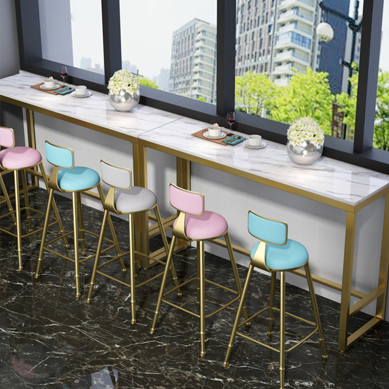 Mesa de bar rectangular estilo Glam, mesa de comedor de barra fija con reposapiés
