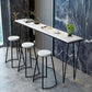 Modern Bar-height Table Stone Top Bistro Pub Table with Four Legs 78.7"L x 15.7"W x 41.3"H Black Without Chairs Clearhalo 'Bar Furniture' 'Bar Tables' 'bar_tables' 'furn' 'furn_bar_tables' 'Furniture' 'Kitchen & Dining Furniture' 6384801