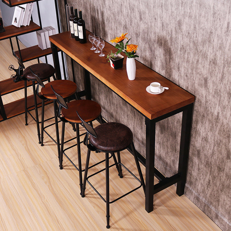 Industrial Rectangle Bar Table Pine Solid Wood Fixed Bar Dining Table 78.7"L x 15.7"W x 41.3"H Without Chairs Clearhalo 'Bar Furniture' 'Bar Tables' 'bar_tables' 'furn' 'furn_bar_tables' 'Furniture' 'Kitchen & Dining Furniture' 6384825
