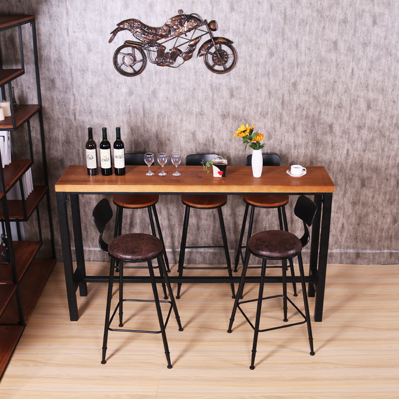 Industrial Rectangle Bar Table Pine Solid Wood Fixed Bar Dining Table 59.1"L x 15.7"W x 41.3"H Without Chairs Clearhalo 'Bar Furniture' 'Bar Tables' 'bar_tables' 'furn' 'furn_bar_tables' 'Furniture' 'Kitchen & Dining Furniture' 6384826