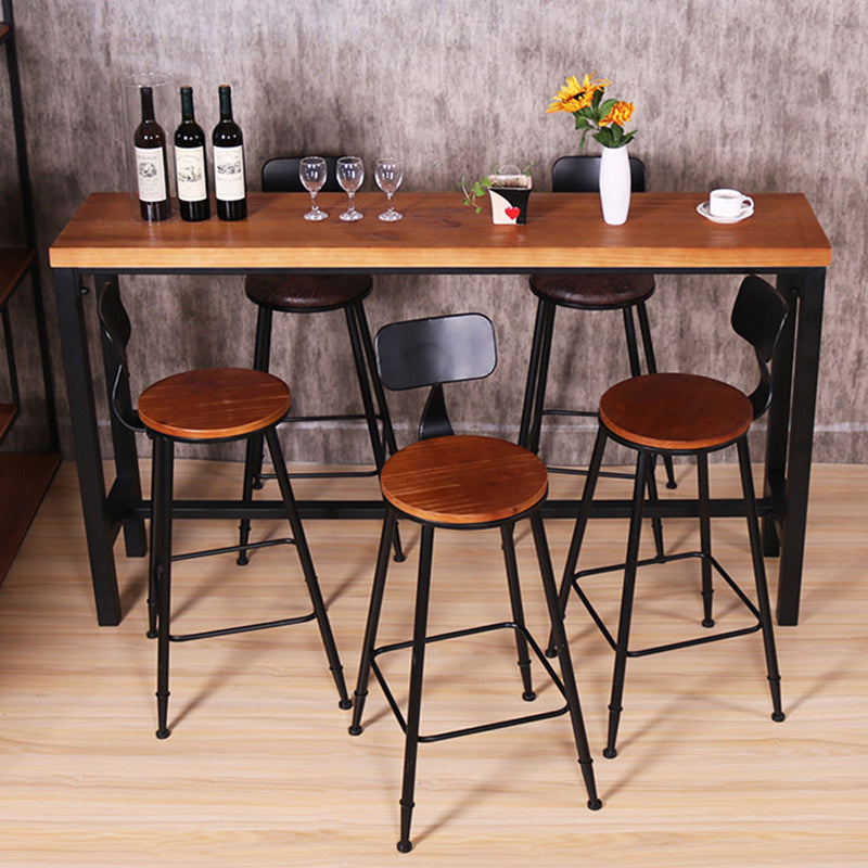Industrial Rectangle Bar Table Pine Solid Wood Fixed Bar Dining Table Clearhalo 'Bar Furniture' 'Bar Tables' 'bar_tables' 'furn' 'furn_bar_tables' 'Furniture' 'Kitchen & Dining Furniture' 6384836