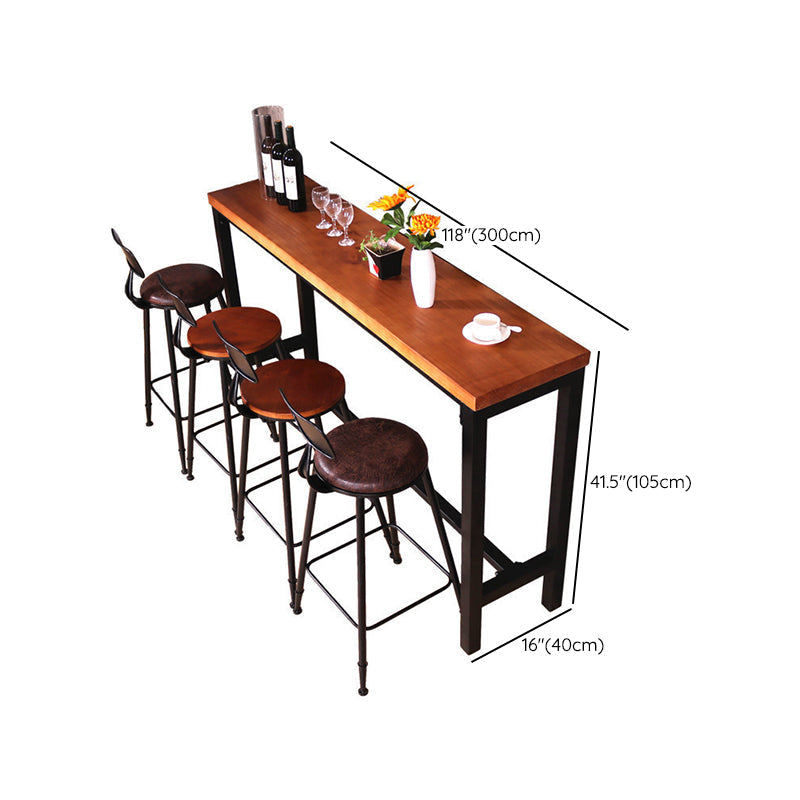 Industrial Rectangle Bar Table Pine Solid Wood Fixed Bar Dining Table Clearhalo 'Bar Furniture' 'Bar Tables' 'bar_tables' 'furn' 'furn_bar_tables' 'Furniture' 'Kitchen & Dining Furniture' 6384837