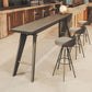 Table de bar rectangulaire de style Glam, table de salle à manger fixe en bois massif avec 4 pieds