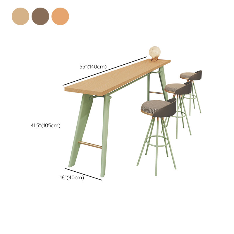 Table de bar rectangulaire de style Glam, table de salle à manger fixe en bois massif avec 4 pieds