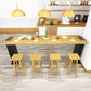Table de bar rectangulaire industrielle Table de salle à manger de bar en bois massif de pin avec double piédestal