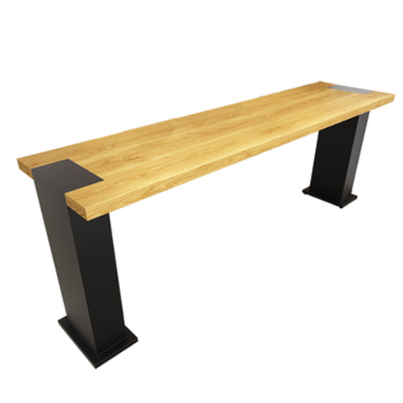 Table de bar rectangulaire industrielle Table de salle à manger de bar en bois massif de pin avec double piédestal