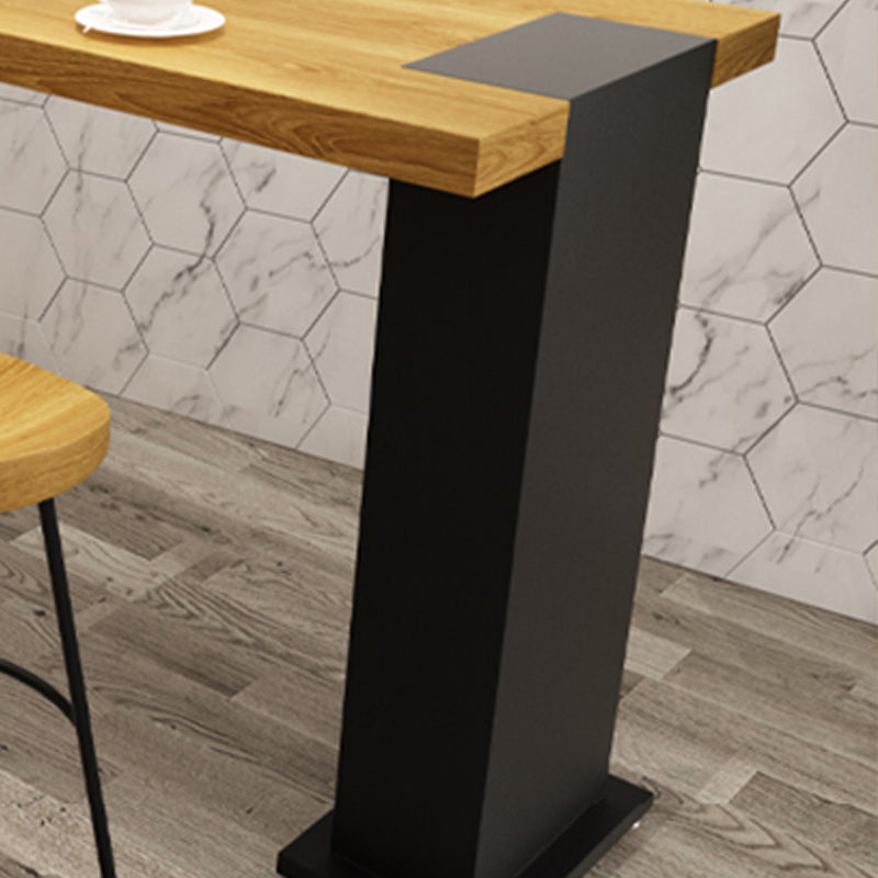 Table de bar rectangulaire industrielle Table de salle à manger de bar en bois massif de pin avec double piédestal