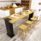 Table de bar rectangulaire industrielle Table de salle à manger de bar en bois massif de pin avec double piédestal
