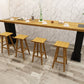 Table de bar rectangulaire industrielle Table de salle à manger de bar en bois massif de pin avec double piédestal