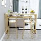 Contemporary Style Rectangle Bar Table Faux Marble Bistro Bar Desk with Storage 47.2"L x 15.7"W x 41.3"H Gold Without Chairs Clearhalo 'Bar Furniture' 'Bar Tables' 'bar_tables' 'furn' 'furn_bar_tables' 'Furniture' 'Kitchen & Dining Furniture' 6384905