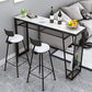 Contemporary Style Rectangle Bar Table Faux Marble Bistro Bar Desk with Storage 59.1"L x 15.7"W x 41.3"H Black Without Chairs Clearhalo 'Bar Furniture' 'Bar Tables' 'bar_tables' 'furn' 'furn_bar_tables' 'Furniture' 'Kitchen & Dining Furniture' 6384907