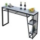 Contemporary Style Rectangle Bar Table Faux Marble Bistro Bar Desk with Storage 70.9"L x 15.7"W x 41.3"H Black Without Chairs Clearhalo 'Bar Furniture' 'Bar Tables' 'bar_tables' 'furn' 'furn_bar_tables' 'Furniture' 'Kitchen & Dining Furniture' 6384914