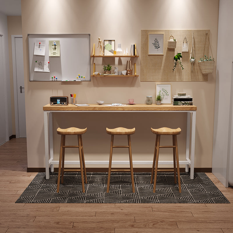 Industrial Style Bistro Bar Desk Pine Solid Wood Rectangle Bar Dining Table for Indoor 70.9"L x 15.7"W x 41.3"H Without Chairs Clearhalo 'Bar Furniture' 'Bar Tables' 'bar_tables' 'furn' 'furn_bar_tables' 'Furniture' 'Kitchen & Dining Furniture' 6384939