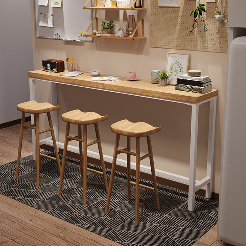 Industrial Style Bistro Bar Desk Pine Solid Wood Rectangle Bar Dining Table for Indoor 78.7"L x 15.7"W x 41.3"H Without Chairs Clearhalo 'Bar Furniture' 'Bar Tables' 'bar_tables' 'furn' 'furn_bar_tables' 'Furniture' 'Kitchen & Dining Furniture' 6384941