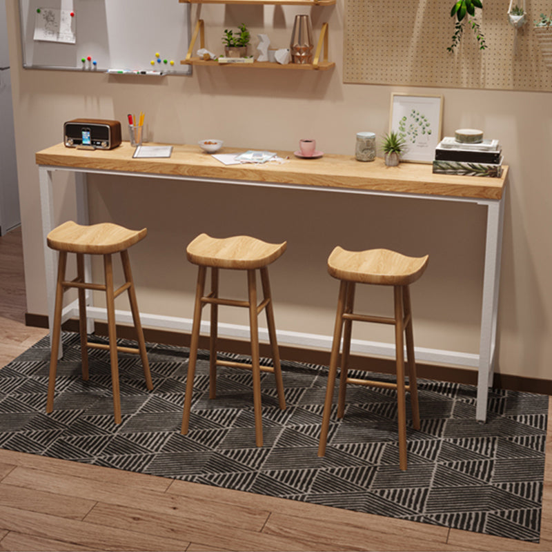 Industrial Style Bistro Bar Desk Pine Solid Wood Rectangle Bar Dining Table for Indoor 86.6"L x 15.7"W x 41.3"H Without Chairs Clearhalo 'Bar Furniture' 'Bar Tables' 'bar_tables' 'furn' 'furn_bar_tables' 'Furniture' 'Kitchen & Dining Furniture' 6384942