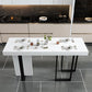 Mesa de bar rectangular Glam, mesa con pedestal doble de mármol para interiores