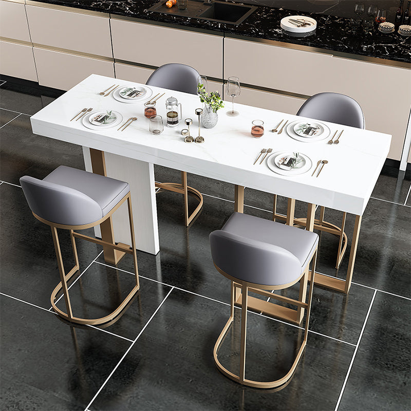 Mesa de bar rectangular Glam, mesa con pedestal doble de mármol para interiores