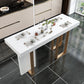 Mesa de bar rectangular Glam, mesa con pedestal doble de mármol para interiores