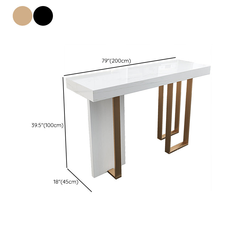 Mesa de bar rectangular Glam, mesa con pedestal doble de mármol para interiores