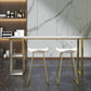 Mesa de bar rectangular Glam, mesa de pedestal doble de mármol sintético con almacenamiento