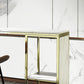 Mesa de bar rectangular Glam, mesa de pedestal doble de mármol sintético con almacenamiento