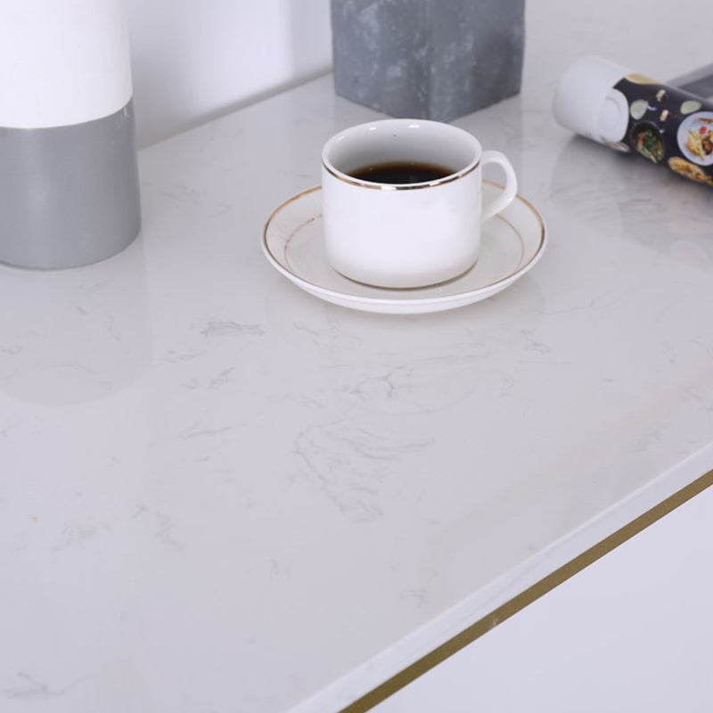 Mesa de bar rectangular Glam, mesa de pedestal doble de mármol sintético con almacenamiento
