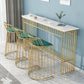 Industrial Rectangle Bistro Bar Desk Faux Marble Bistro Table for Indoor 78.7"L x 15.7"W x 41.3"H Gold Without Chairs Clearhalo 'Bar Furniture' 'Bar Tables' 'bar_tables' 'furn' 'furn_bar_tables' 'Furniture' 'Kitchen & Dining Furniture' 6385026