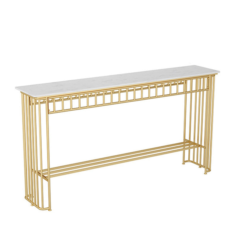 Industrial Rectangle Bistro Bar Desk Faux Marble Bistro Table for Indoor Gold Without Chairs Clearhalo 'Bar Furniture' 'Bar Tables' 'bar_tables' 'furn' 'furn_bar_tables' 'Furniture' 'Kitchen & Dining Furniture' 6385027
