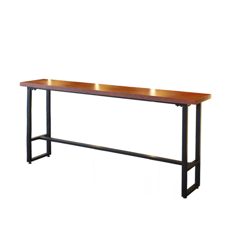 Mesa rectangular de altura de barra, mesa de pub bistró con tapa de madera maciza y base negra