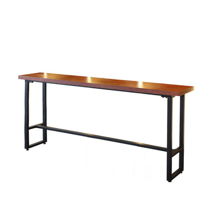 Mesa rectangular de altura de barra, mesa de pub bistró con tapa de madera maciza y base negra